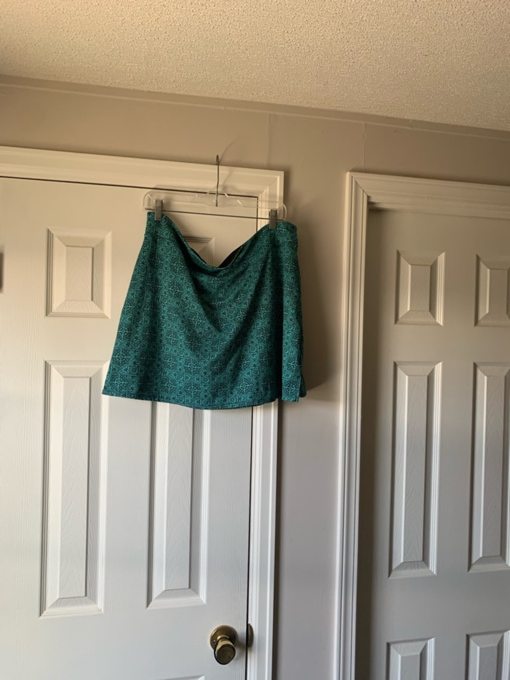 Tranquility by Colorado Clothing Teal Patterned Mini Skirt